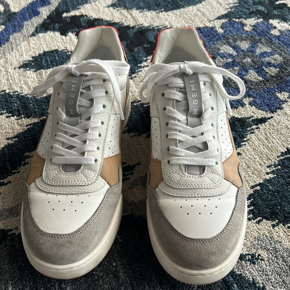 M. Gemi Men's White, Gray, Neon Orange Sneakers - Picture 2 of 7